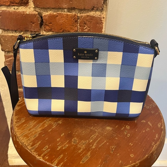 Kate Spade Grove Street Printed Millie Pacific Gingham Purse Bag Crossbody Blue - Picture 1 of 14